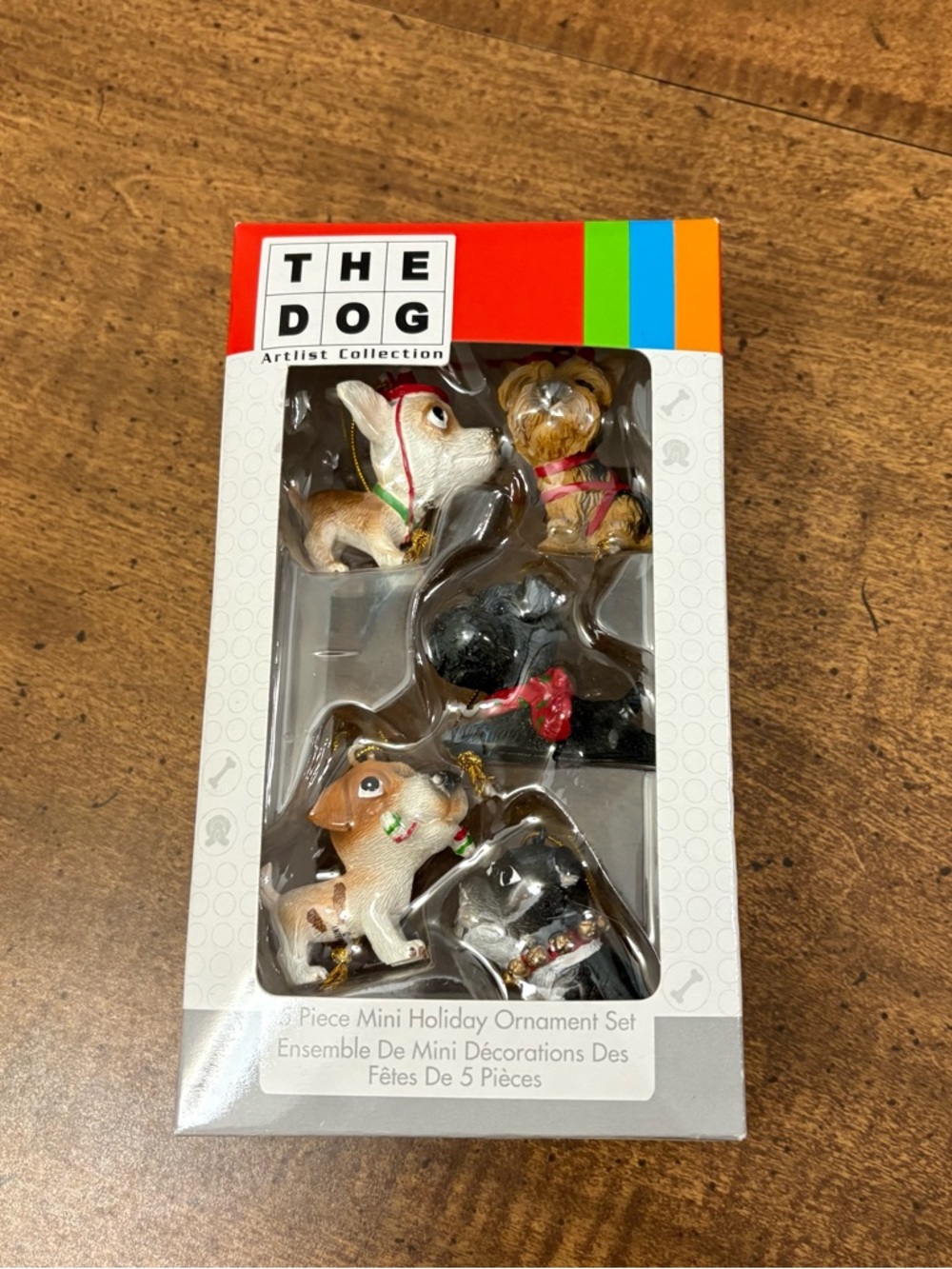 The Dog Artist Collection 5 Piece Mini Holiday Dog Ornament Set Yorkies Bulldogs